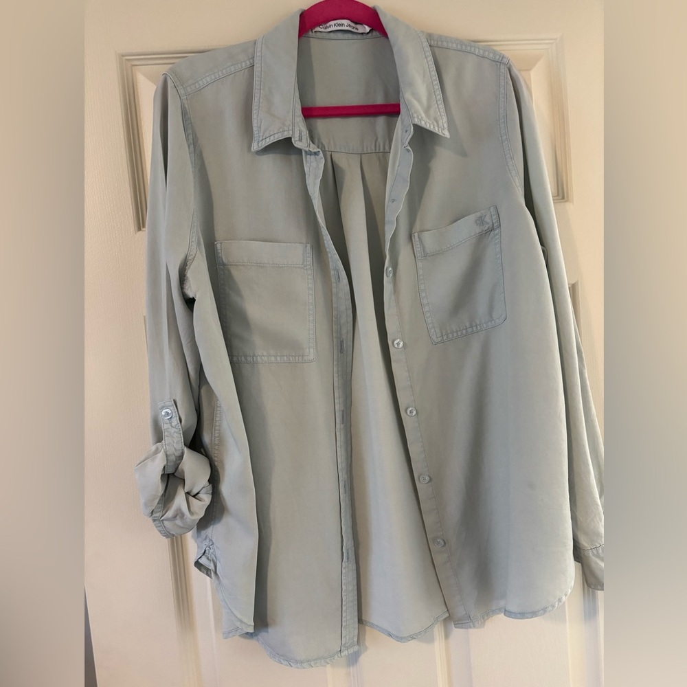 Calvin Klein Jeans lyocell Light Blue Button Down Shirt